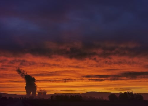 Couché de soleil sur la Centrale du Bugey