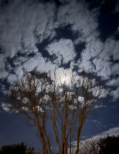 Lune et nuages jouant à cache cache dès l'aube